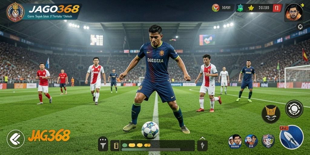 Tampilan gameplay menarik dari JAGO368 yang menampilkan aksi sepak bola.