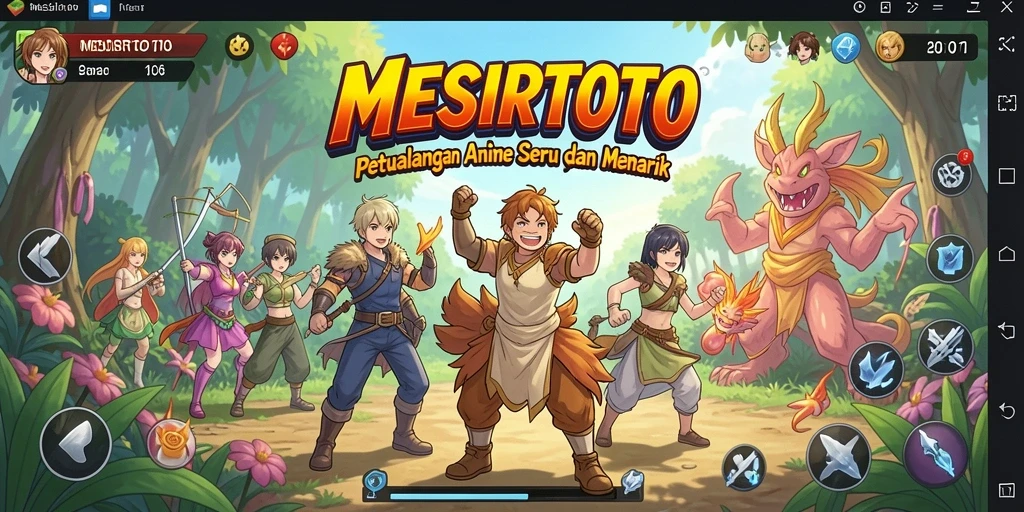 Screenshot menampilkan pertarungan epic karakter anime dalam MESIRTOTO.