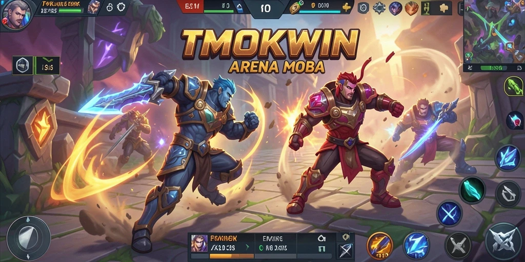 Tangkapan layar gameplay seru TMOKWIN di arena MOBA.